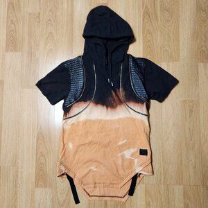 Krome Plus hooded short sleeve shirt men sz L Large bleach wash